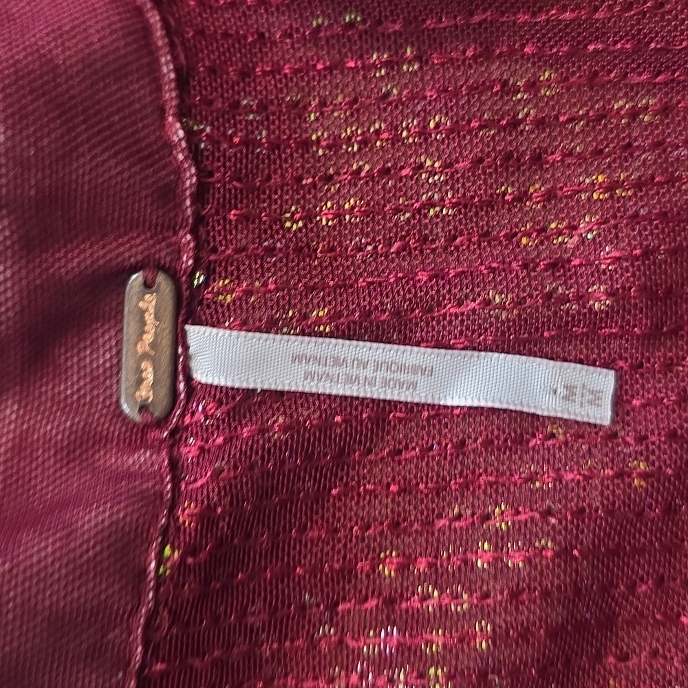 Free People Shirtee Dark Red Button Up Women's Medium - Picture 5 of 5